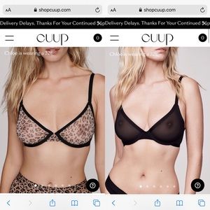 TWO NWT Cuup Plunge bras in black & leopard - 36G
